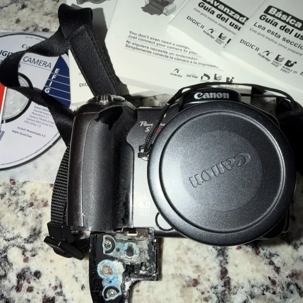 Canon PowerShot S3 IS 6.0MP Digital Camera Black In Box For Parts Not Working - Picture 3 of 10